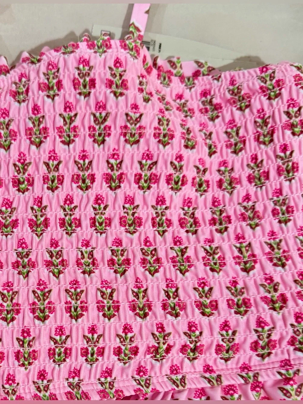 No Boundaries Women's Pink Smocked Floral Bikini Two Piece Set NWT Plus Size XXL - Picture 5 of 12